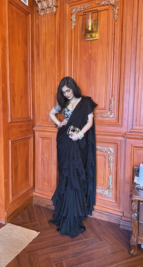 Lasha Ruffle Saree Set image 0