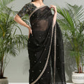 Black Organza Saree With Embroidered Blouse image 0