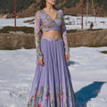 Lilac Floral Embroidery Lehenga Set image 0