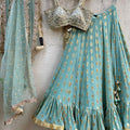 Ocean Green Lehenga Set with Mirror Bustier image 0