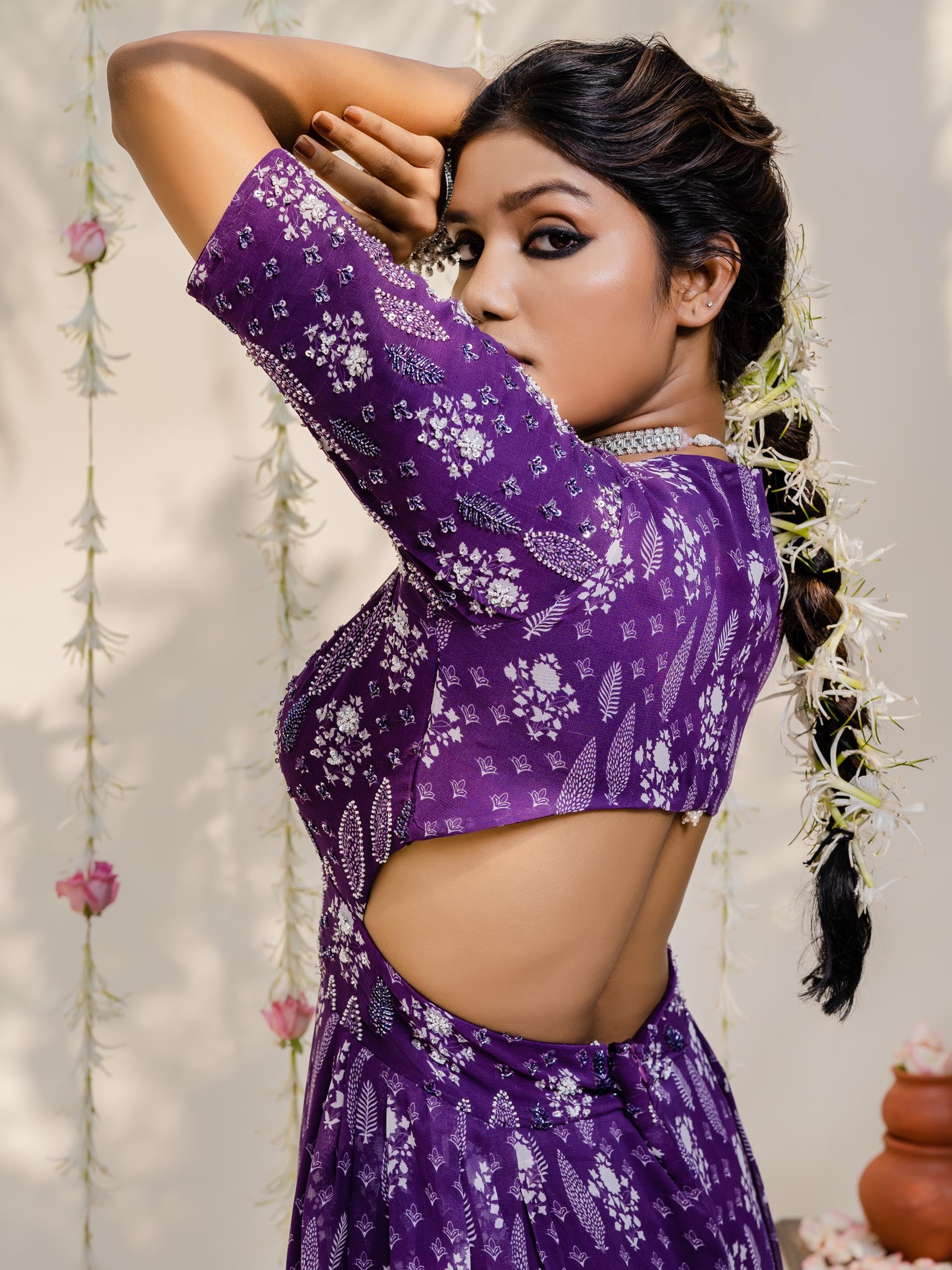 Purple Pine Print Jumpsuit image 3