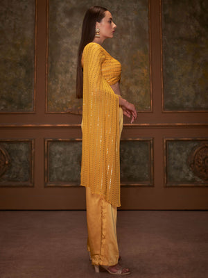 Yellow Butterfly Drape Top Set image 3