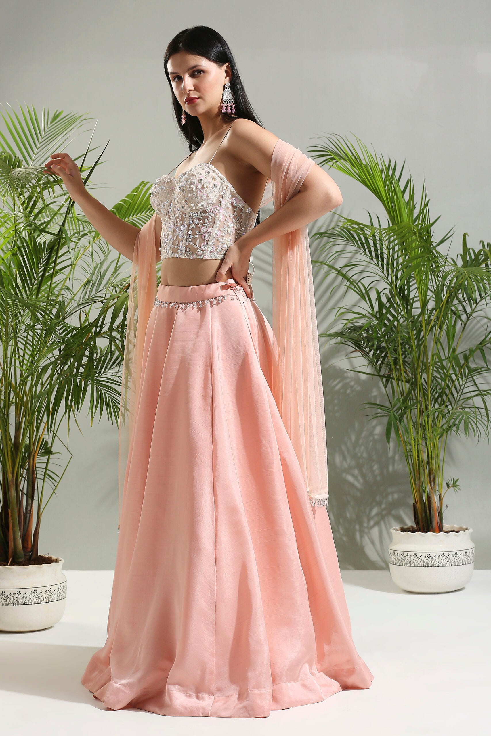 Peach and Ivory Corset Set image 4