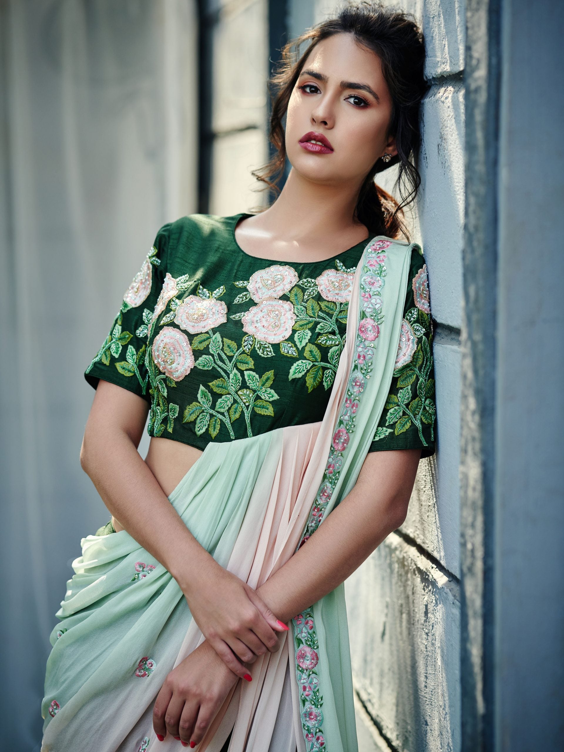 Green Ombre Pant Saree image 2