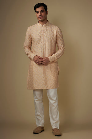 Light Pink Embroidered Kurta Set image 0