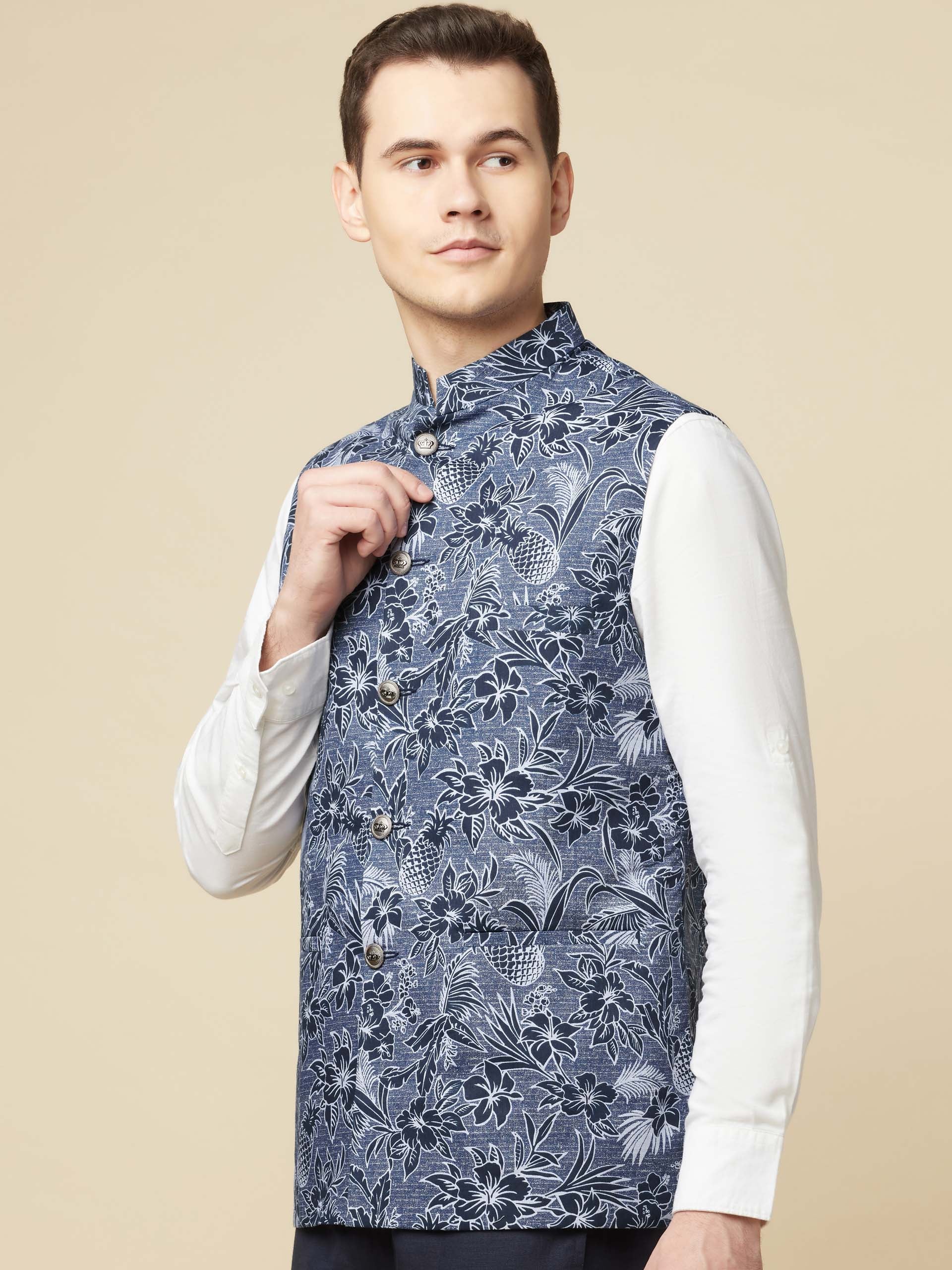 Tropical Print Bundi Jacket Set image 0