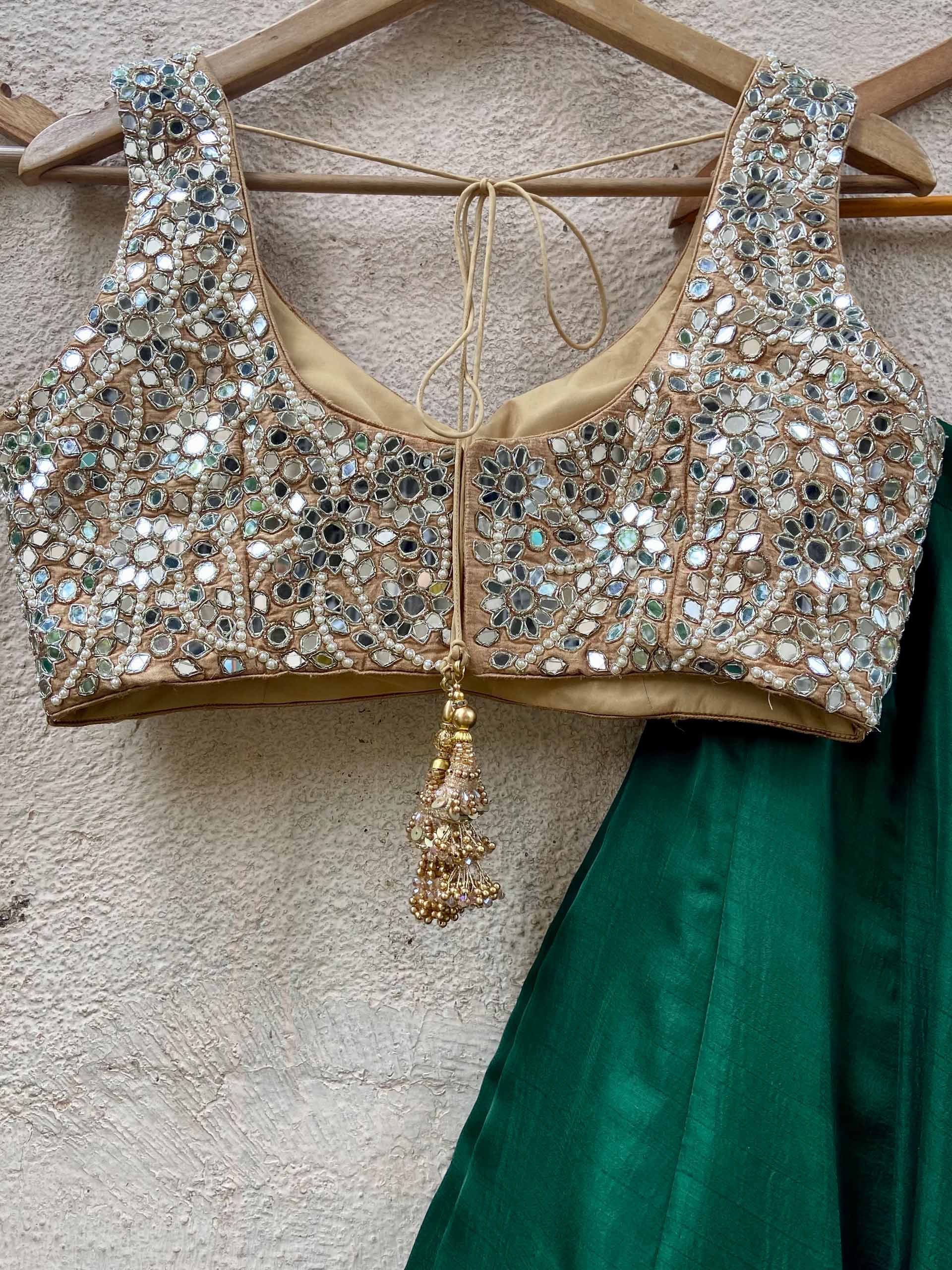 Emerald Green Mirror Lehenga Set image 3