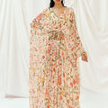 Floral White Printed Embroidered Kaftan image 0