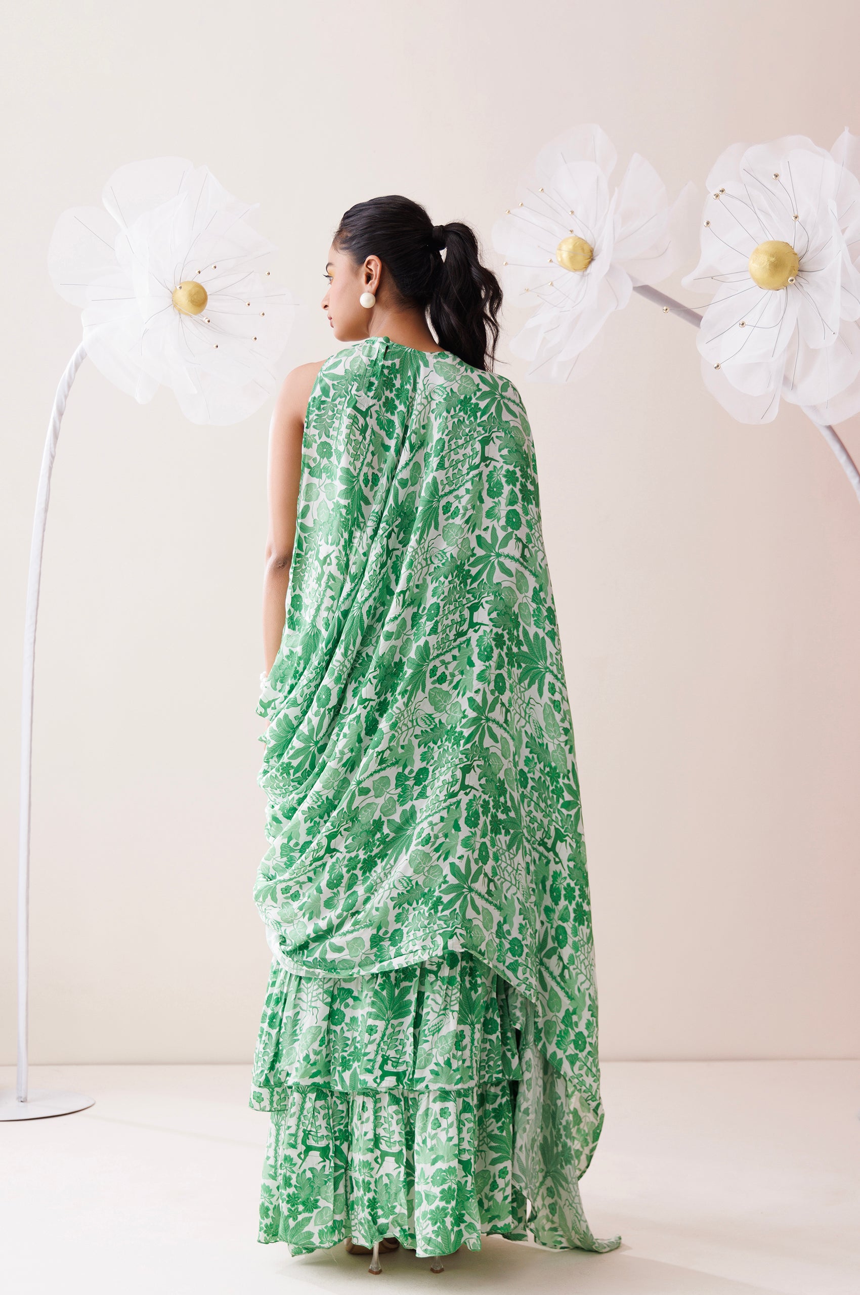 Ivory Fern Saree image 5