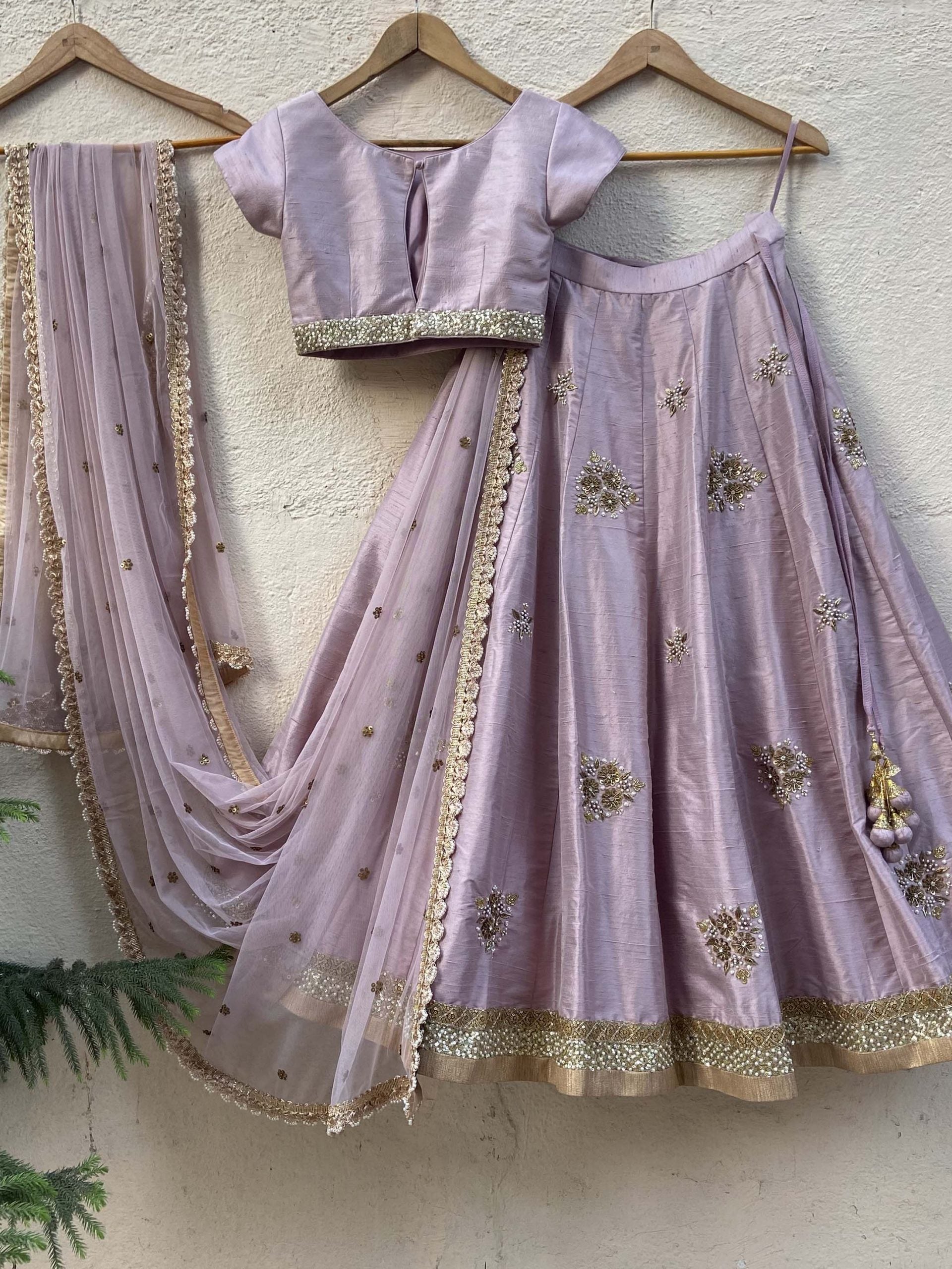 Lavender Raw Silk Lehenga image 1