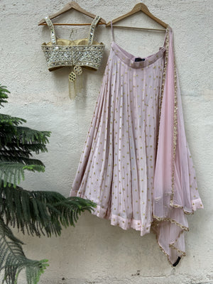 Powder Pink Lehenga Set with Mirror Bustier image 2