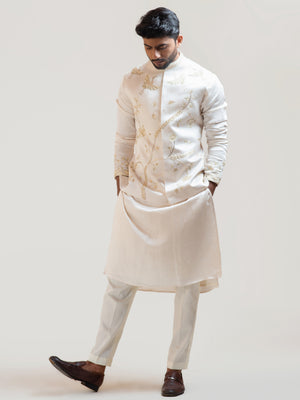 Cream Paradise Nehru Kurta Set - S image