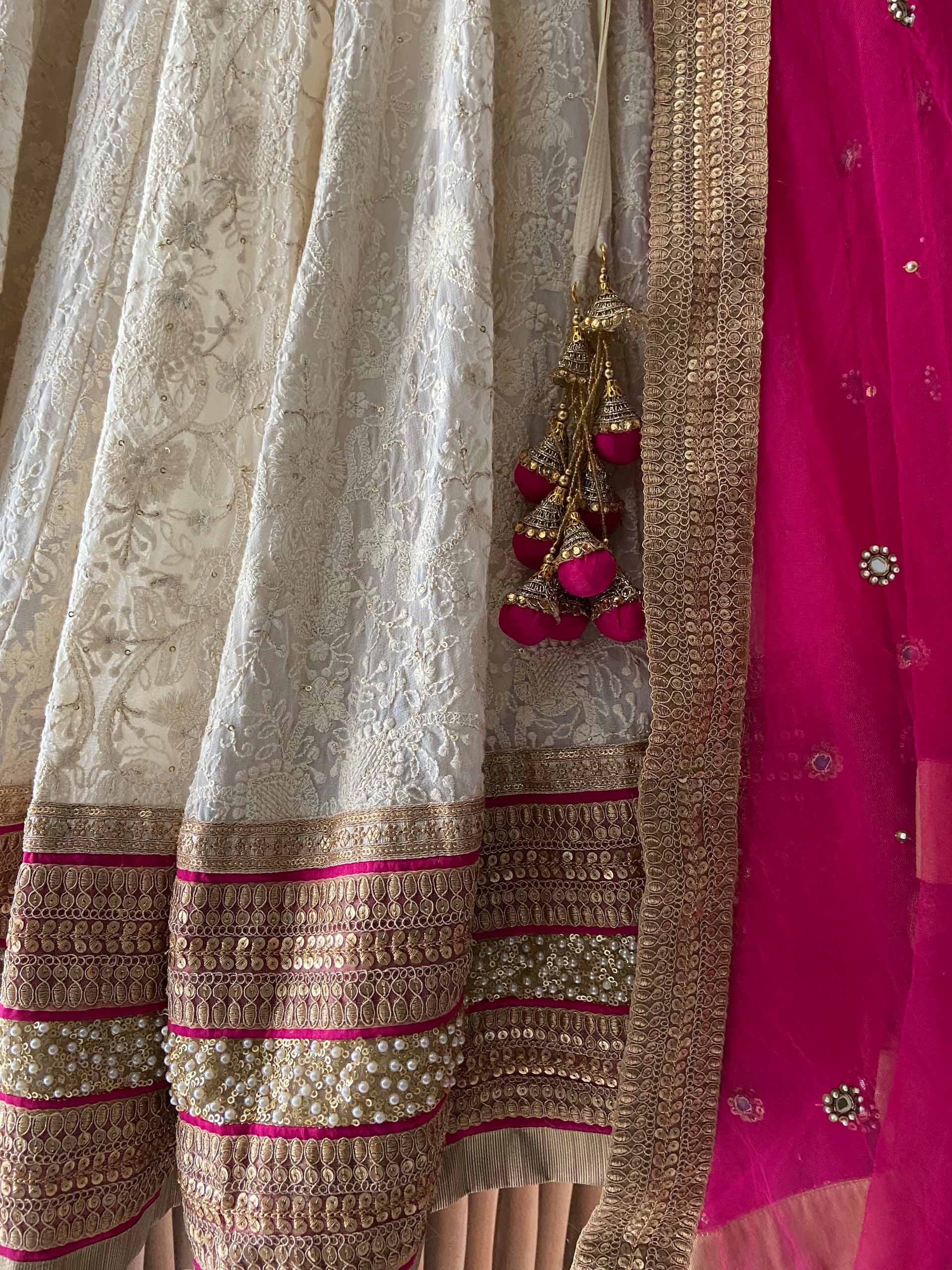 Ivory and Fuchsia Bridal Lehenga Set image 4