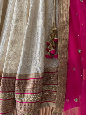 Ivory and Fuchsia Bridal Lehenga Set image 4