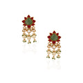 Gold Plated Pink And Mint Green Earrings image 0