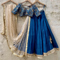 Peacock Blue Embroidered Lehenga Set image 0