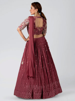 Pre Drape Mauve Lehenga Set image 4