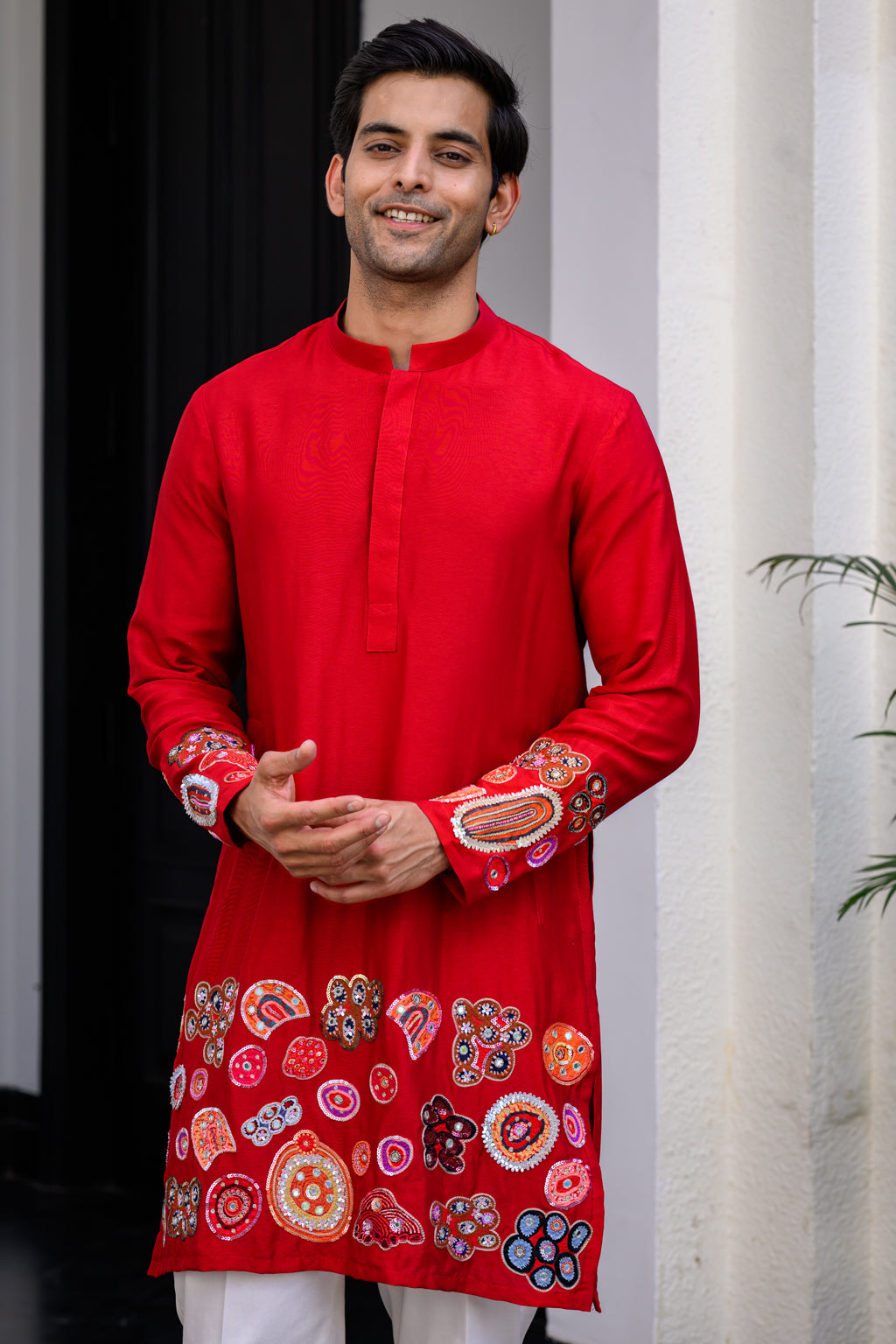 Dawn Highlighted Applique Kurta Paidawn With Pants image 3
