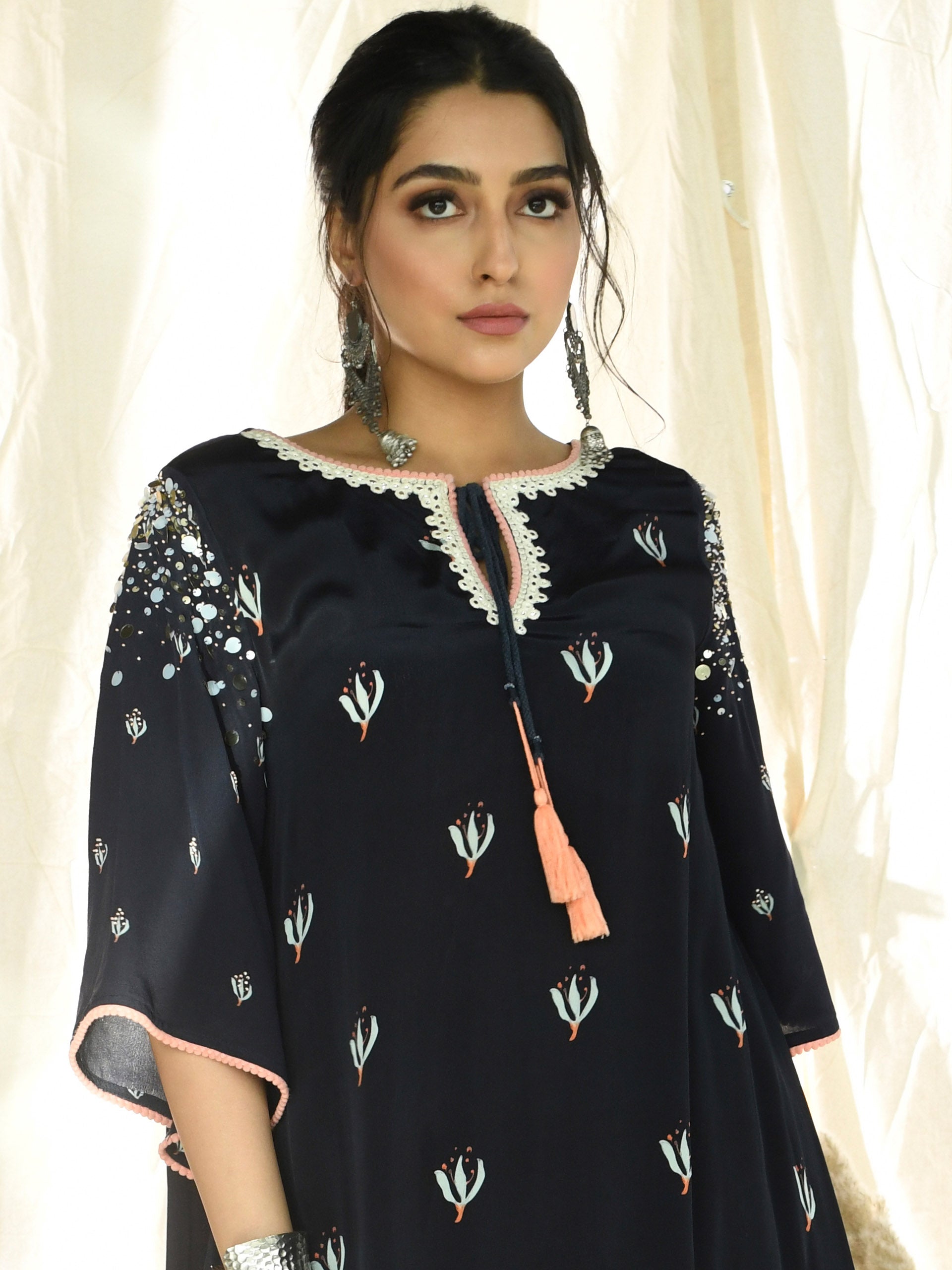 Midnight Motif Kurta and Dhoti Set image 1