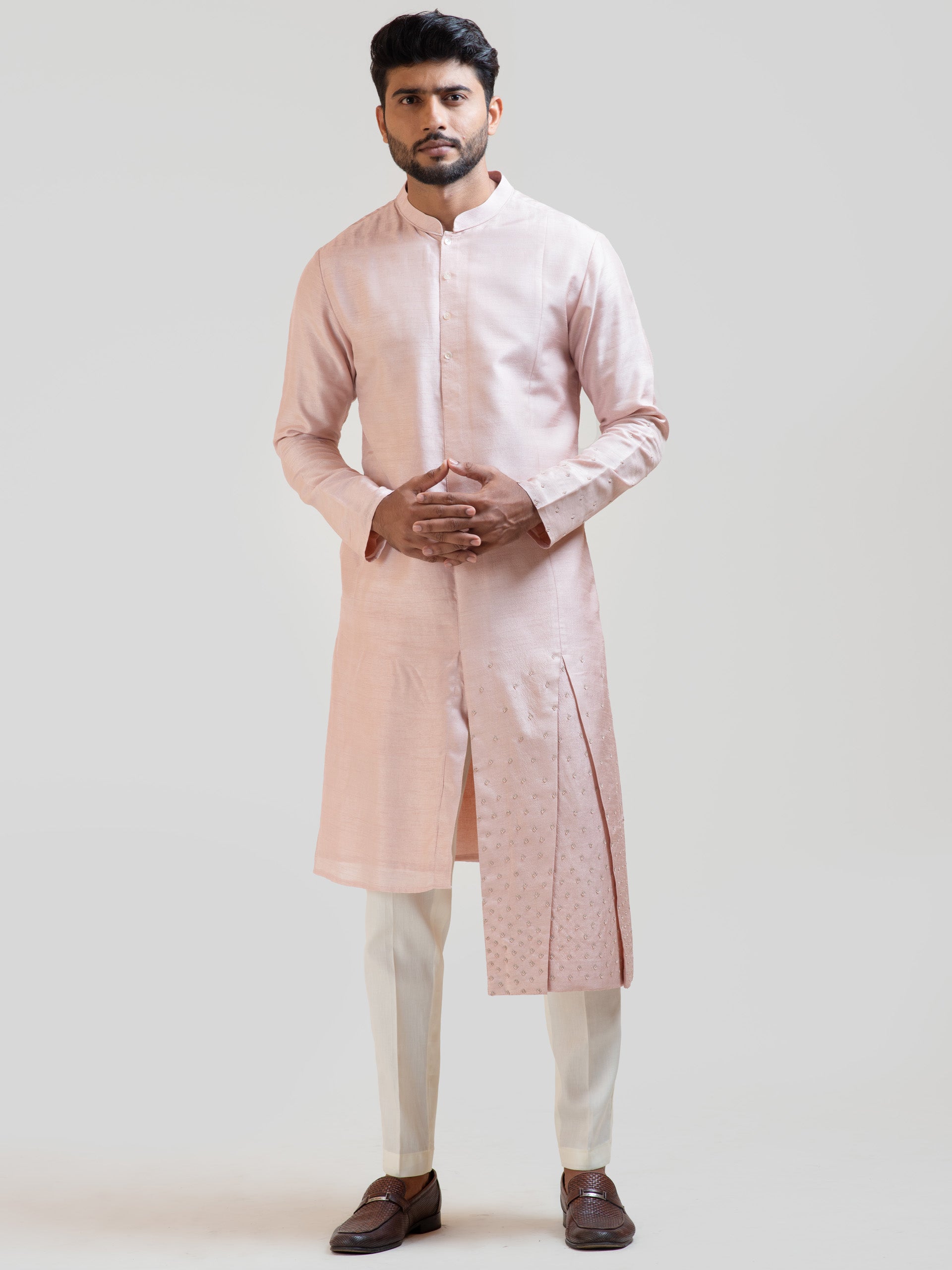Onion Pink Embroidered Kurta Set image 0