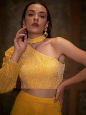 Yellow Thread Flared Pant Set image 1