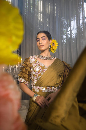 Ruffle Pre-Draped Saree Set image 1