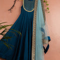 Teal Blue Mirror Anarkali Set image 0