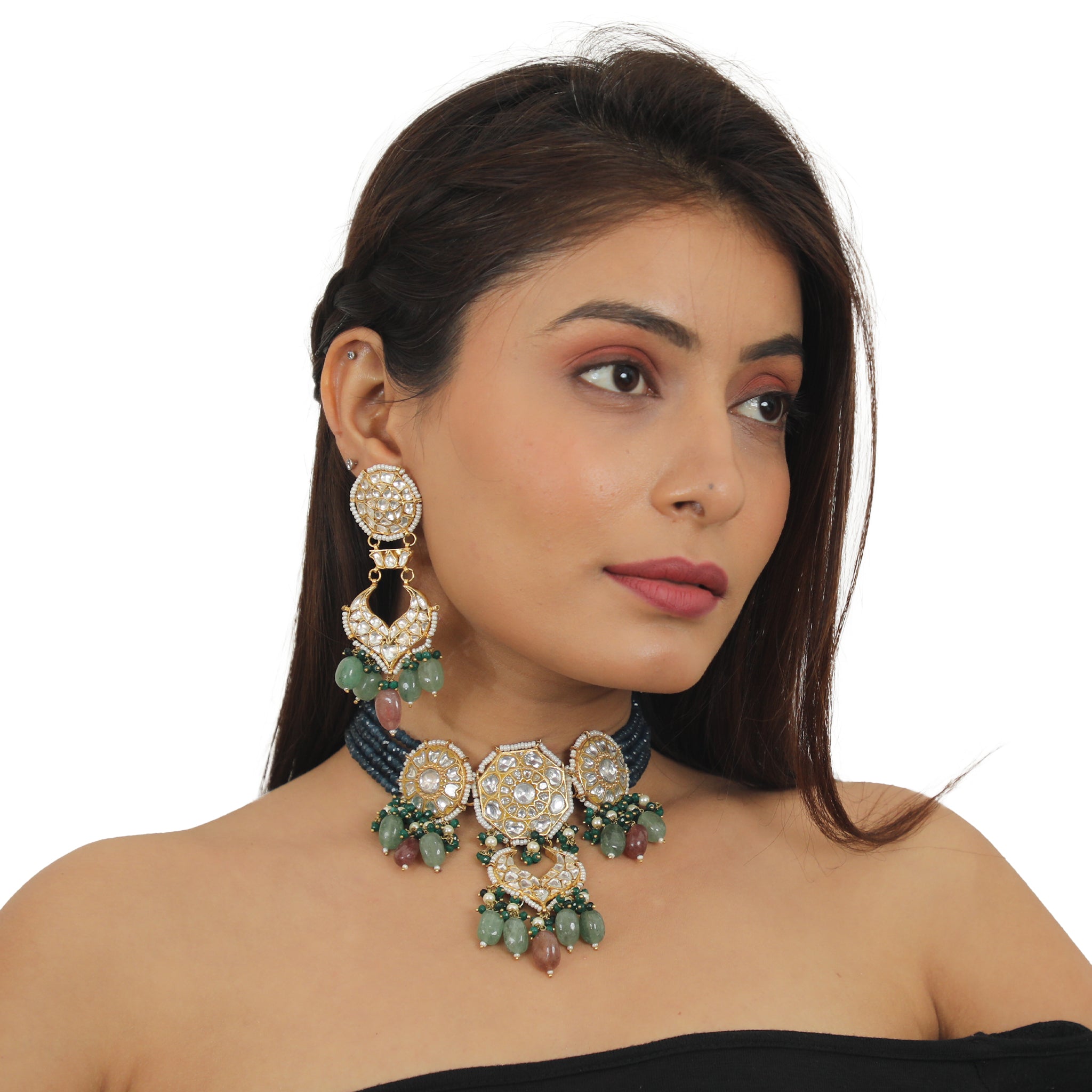 22KT Gold Plated Choker Necklace Set image 1