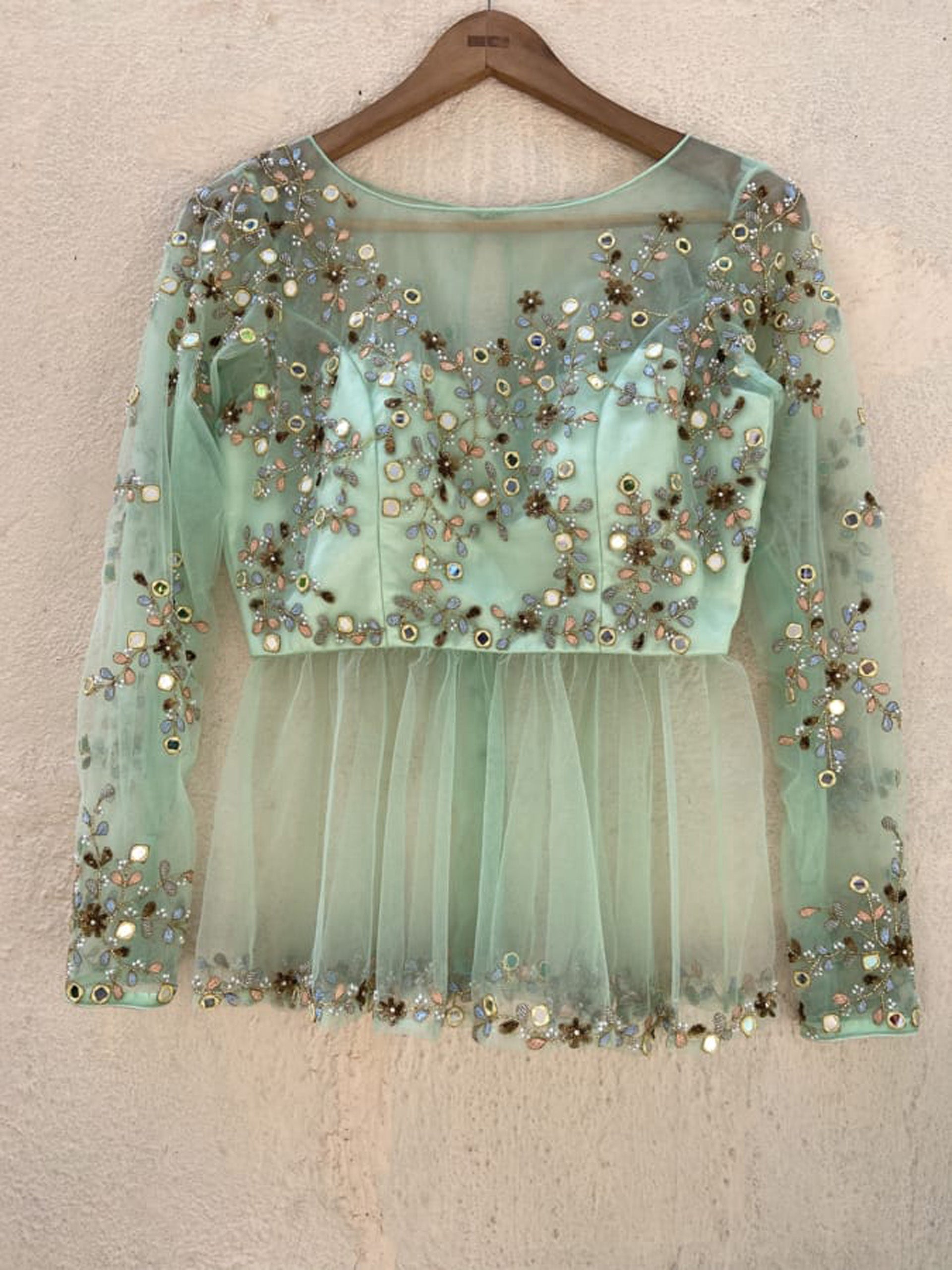 Mint Green Lehenga with Powder Pink Dupatta image 1