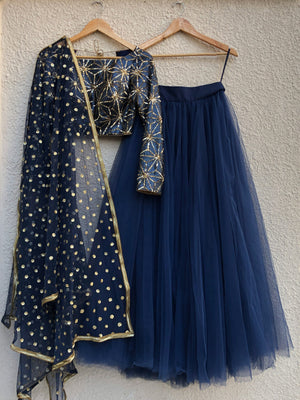 Navy Blue Lehenga Set - M image