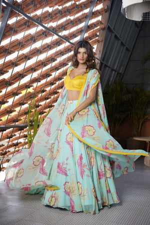 Light Blue And Yellow Skirt Set image 4