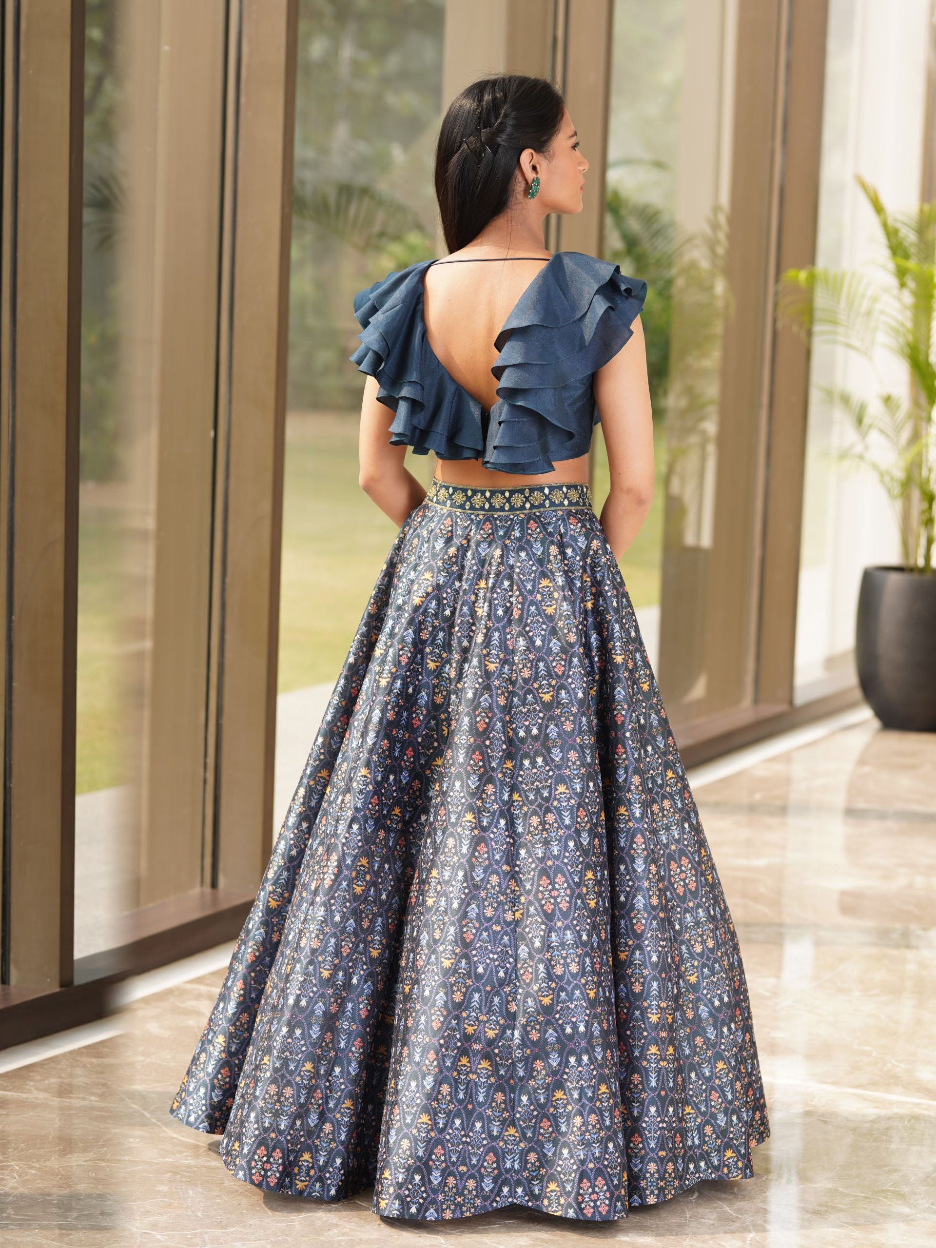 Deep Teal Imaara Lehenga Set image 2