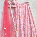 Pink Floral Multi Sequins Lehenga Set image 0