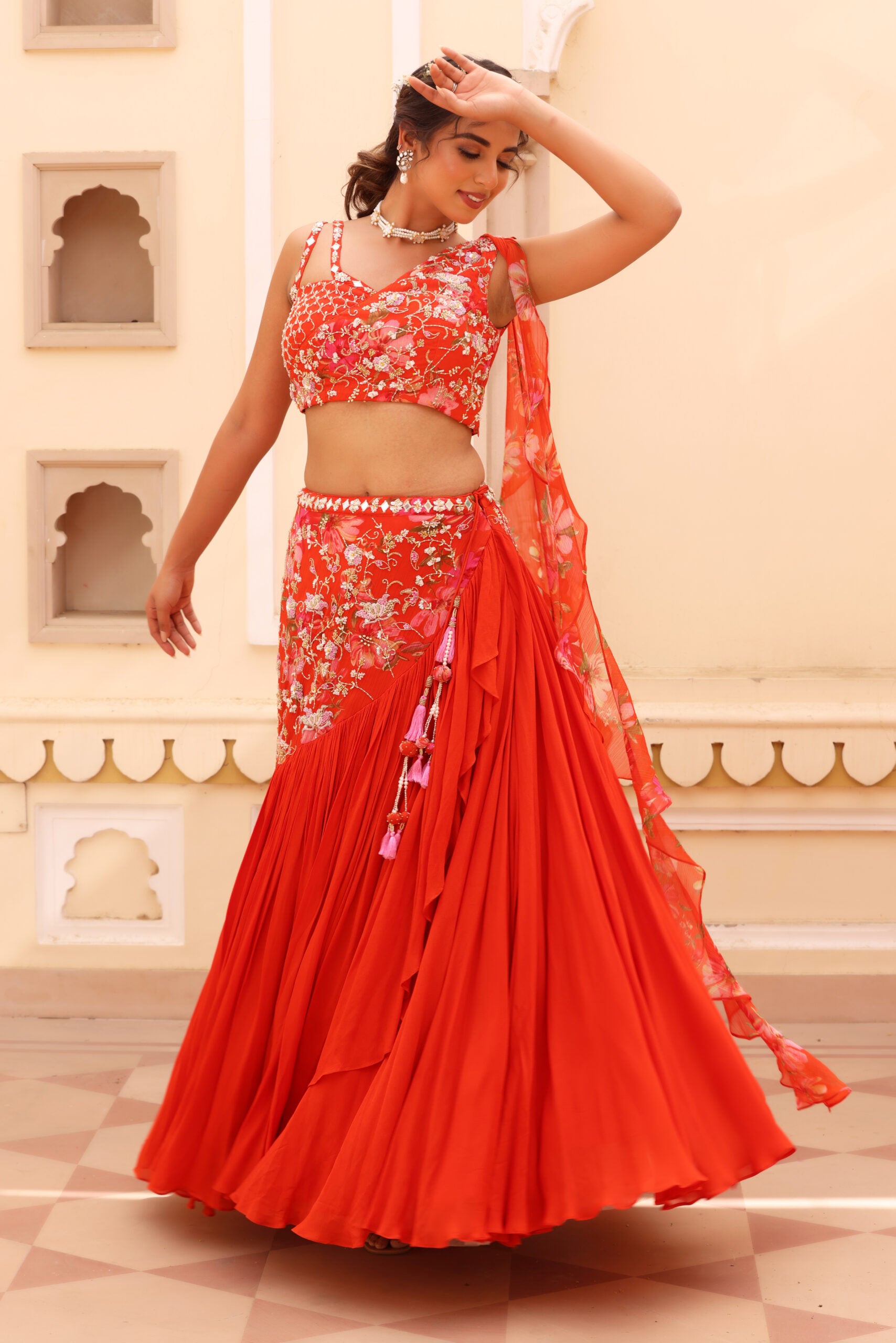 Georgette crepe lehenga image 12