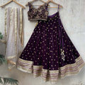 Wine Velvet Lehenga Set image 0