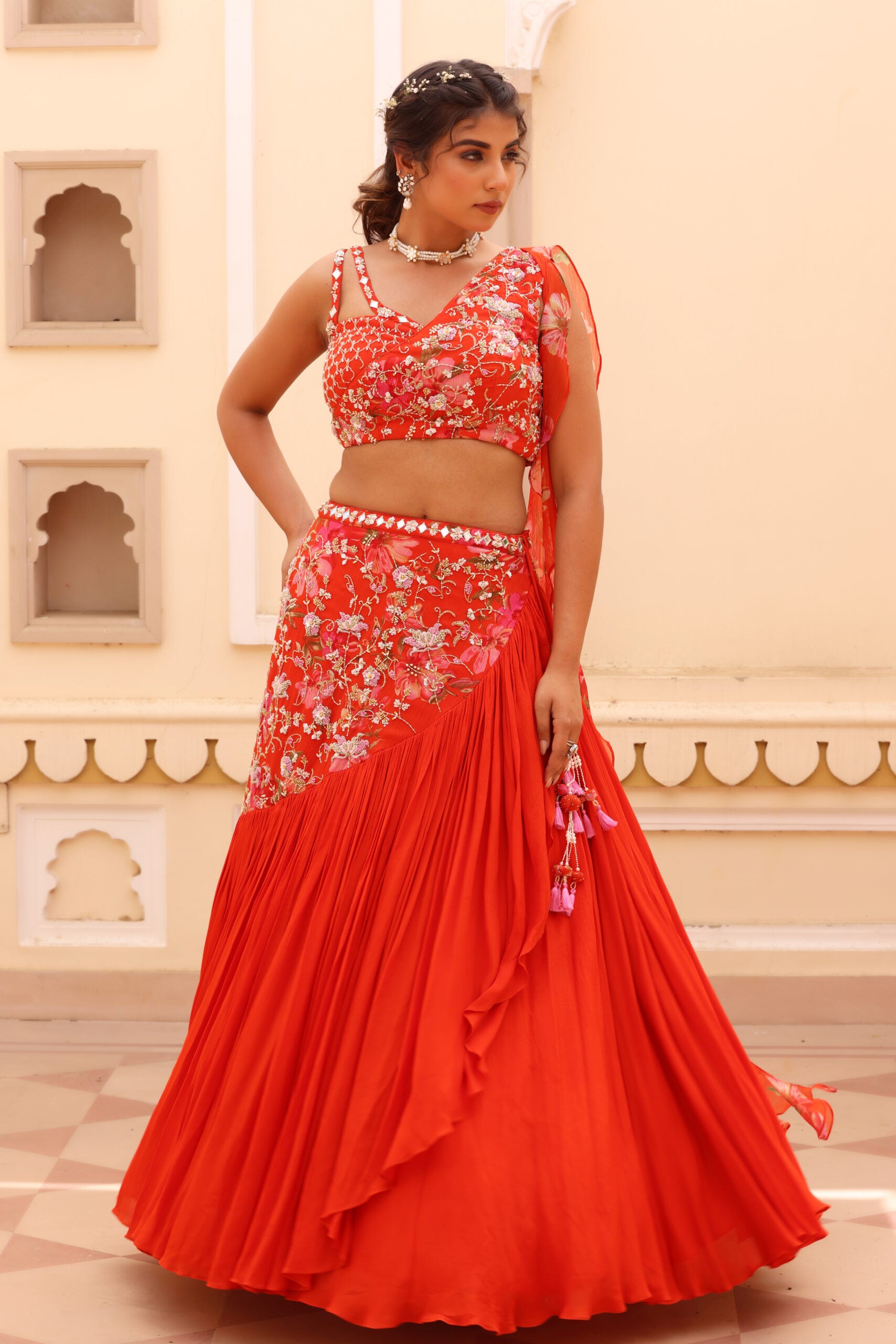 Georgette crepe lehenga image 6