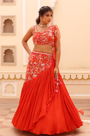 Georgette crepe lehenga image 6