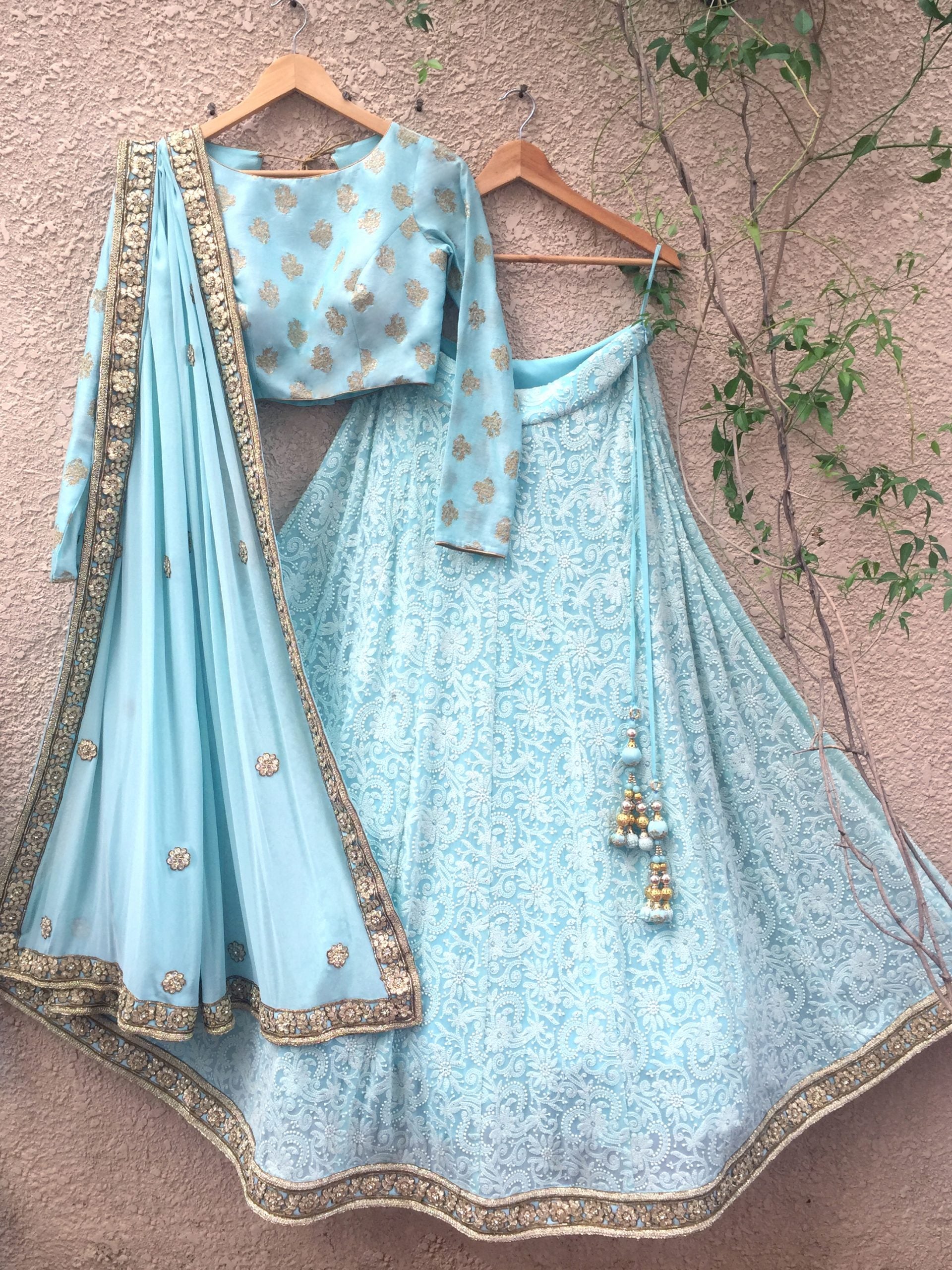 Blue Lucknowi Lehenga - Custom image