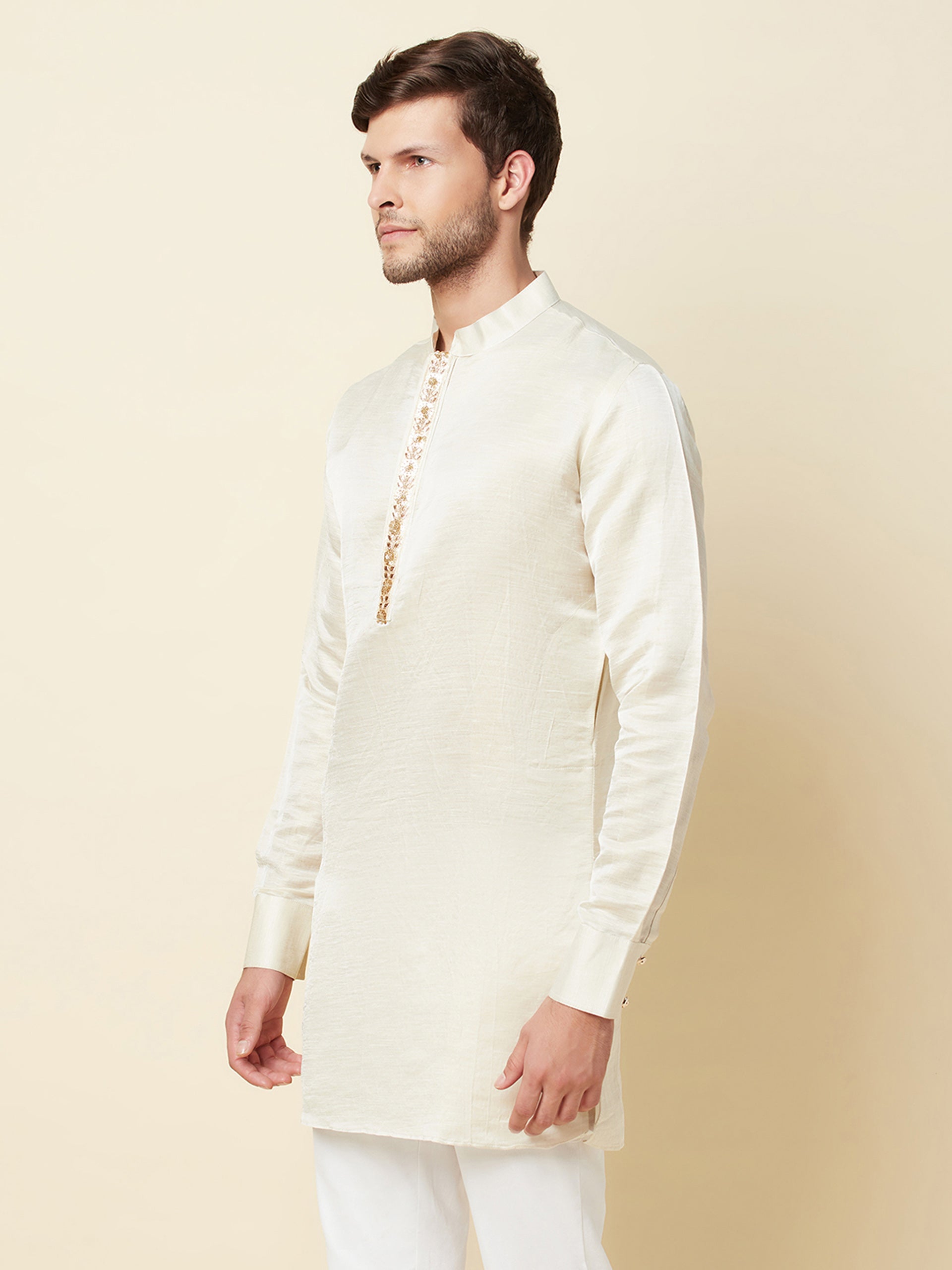 Cream Linen Kurta image 4