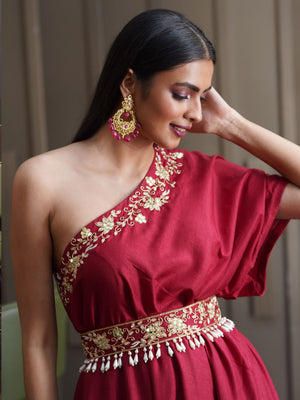 Amber One Shoulder Gown with Belt image 1