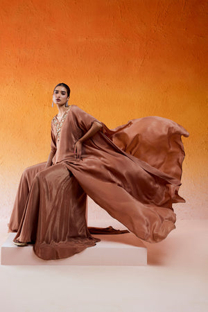 Caramel Brown Embroidered Sharara Set image 7