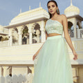 Mint Green One Shoulder Blouse with Tulle Skirt image 0