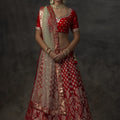 Red Banarsi Lehenga Set image 0