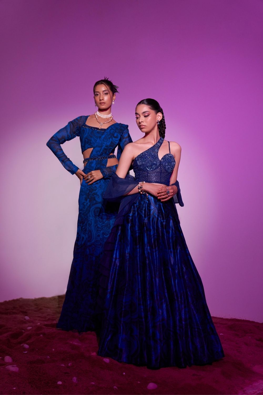 Mystic Blue &amp; Black Skirt Set image 2