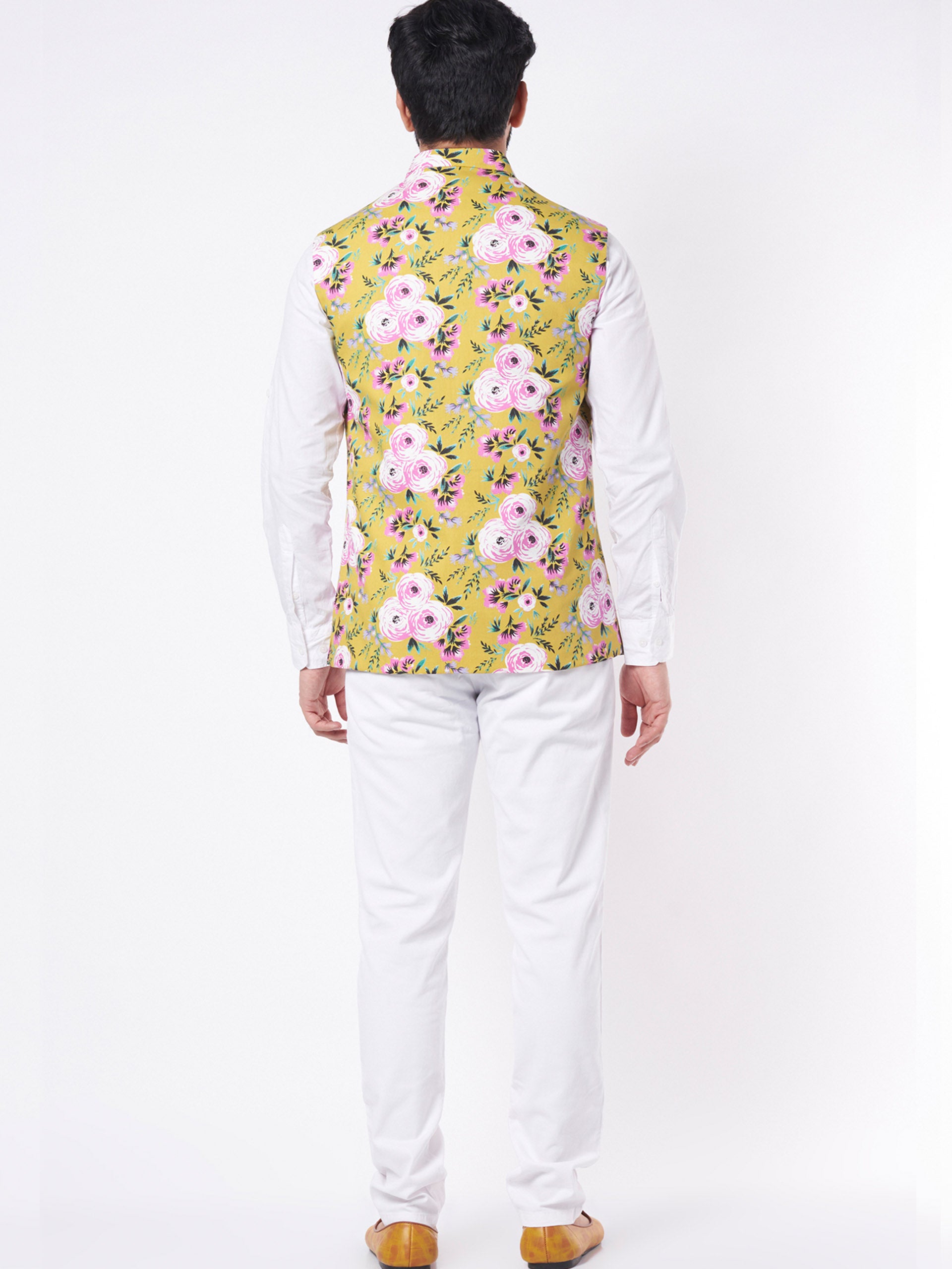 Yellow Floral Bundi Jacket image 2