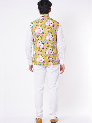 Yellow Floral Bundi Jacket image 2