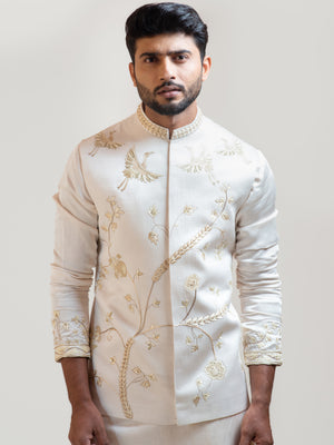Cream Paradise Nehru Jacket - M image