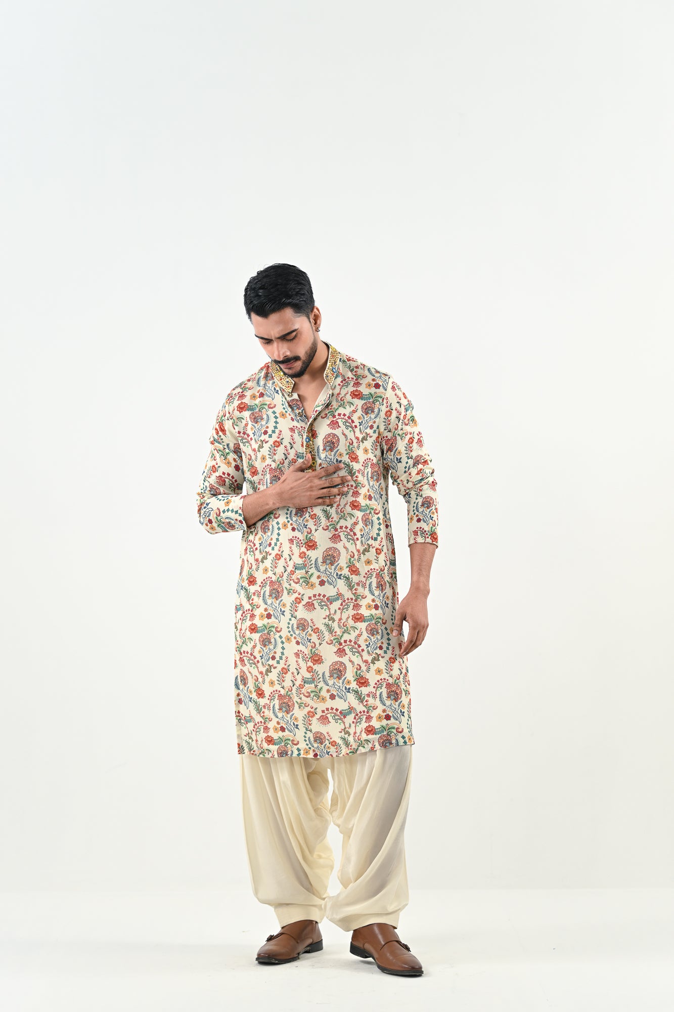 IB HIGHLIGHTED KURTA WITH COWL PANTS image 0