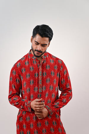 S PRINTED KURTA SET image 3