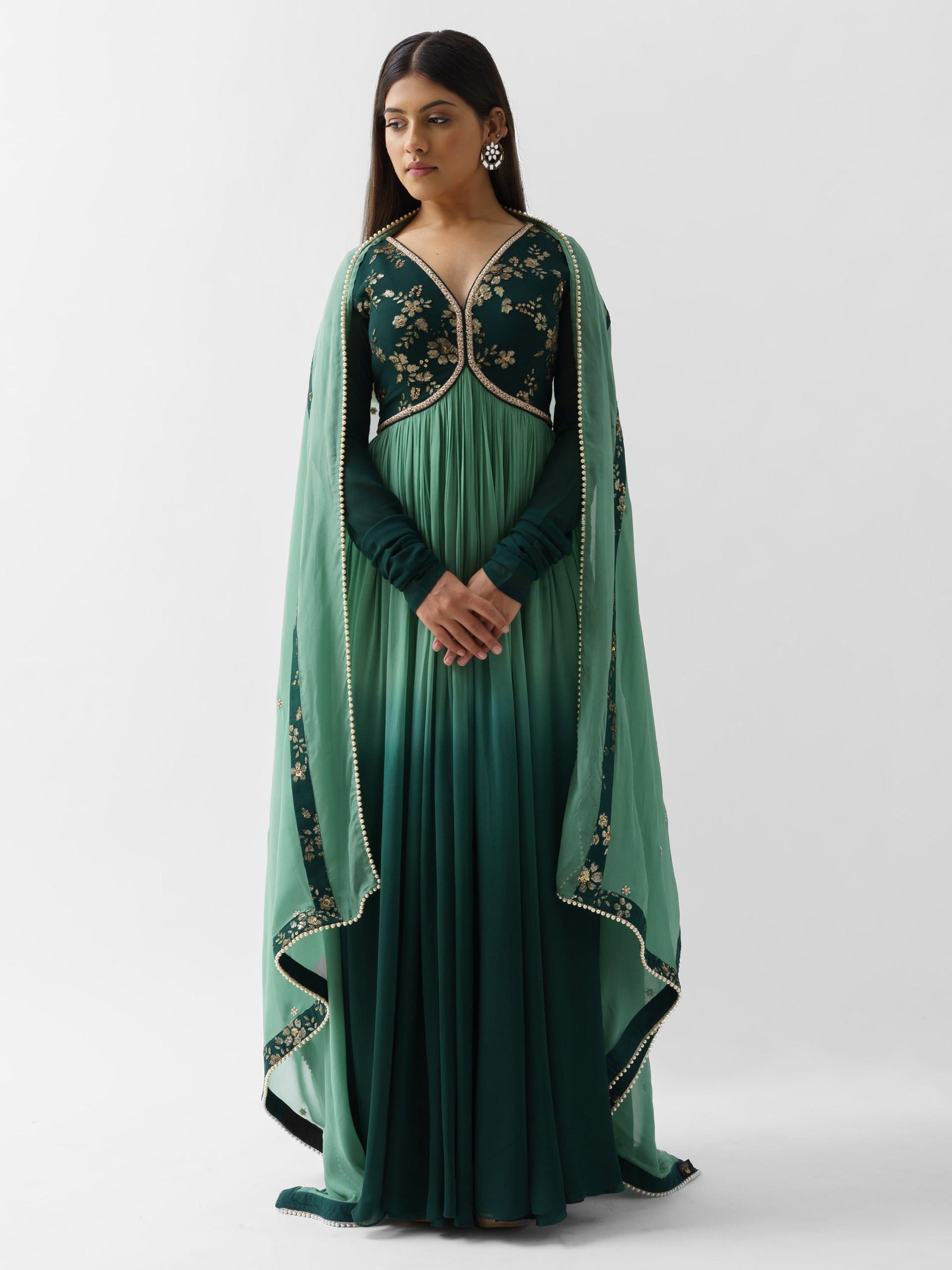 Bottle Green Ombre Anarkali image 0